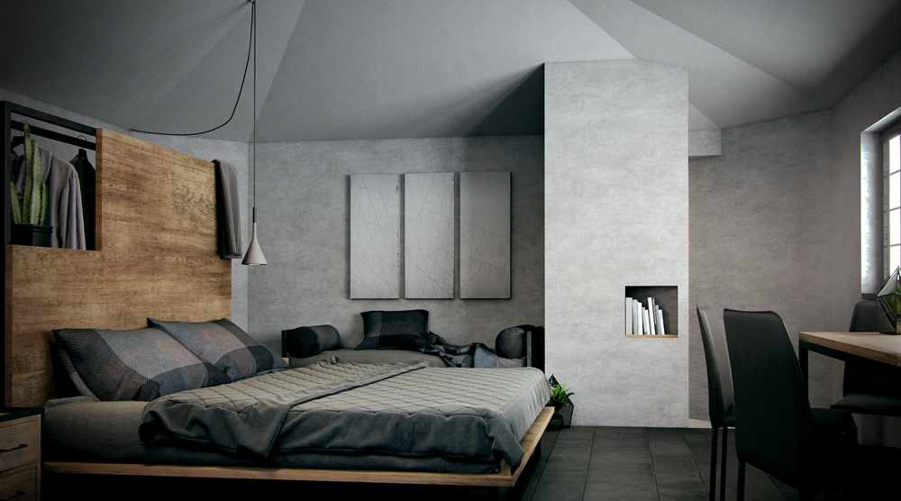 camera-letto-design-legno-metallo